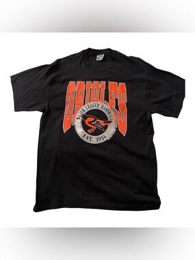 Unworn Vintage 1990 Baltimore Orioles O’s MLB Black Graphic Tee